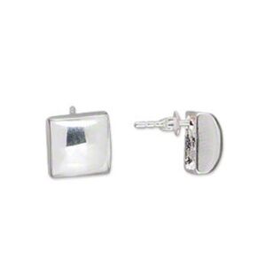 Sterling Silver Square Stud Earrings – Polished 10mm Design